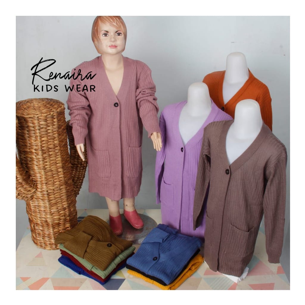 Long Cardigan Anak Longcardy Rajut Kancing Satu