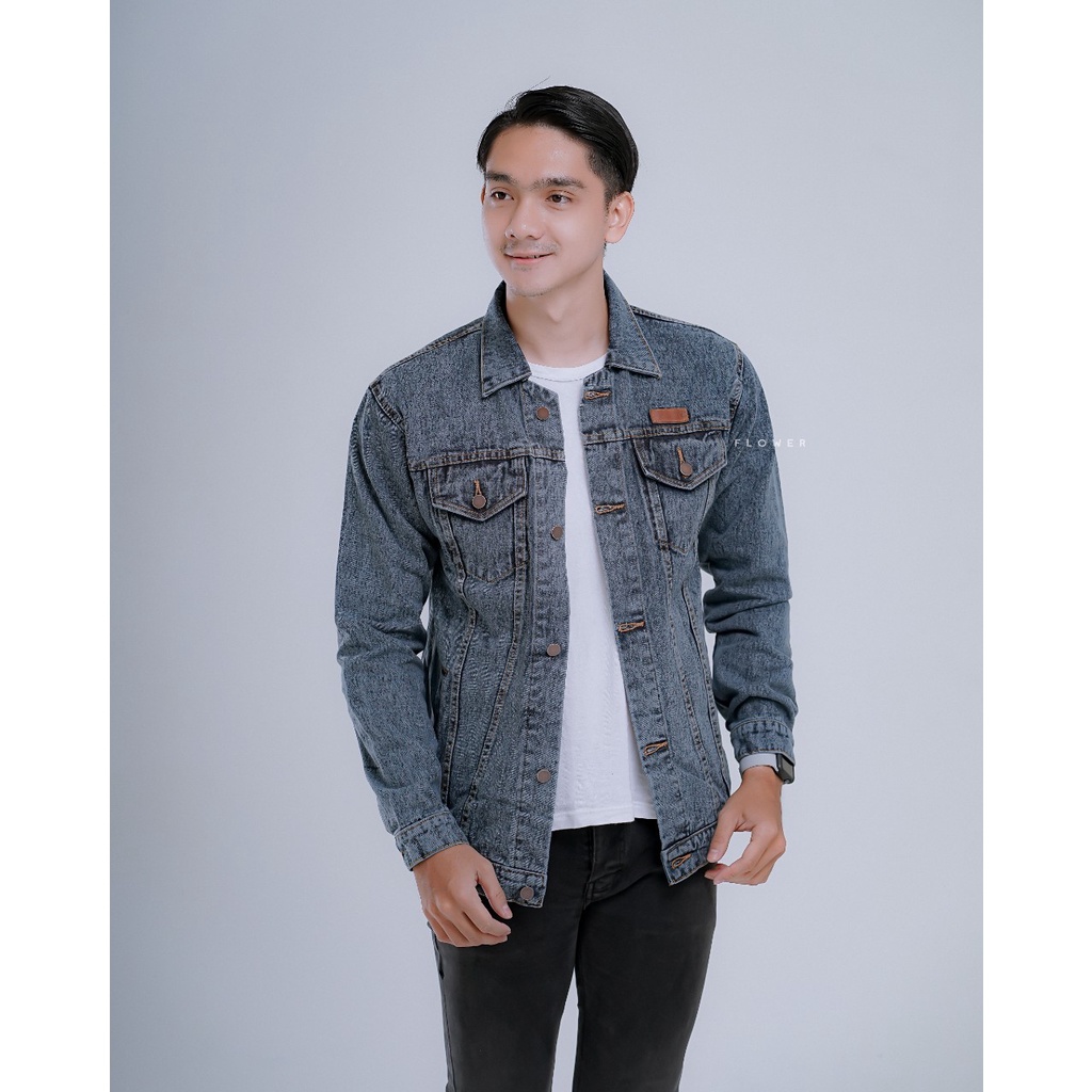 Jaket Jeans Pria Sandwash Original Flower Country