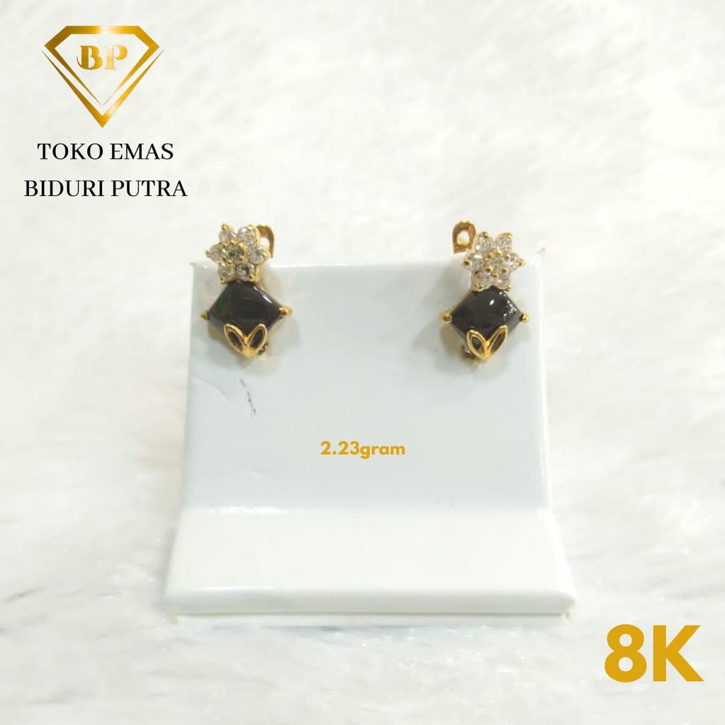 Anting Love Permata Perhiasan Emas Asli Kadar 8K/375 - Toko emas biduri putra