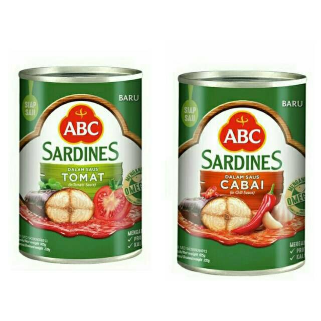 

SARDEN / SARDINES ABC DALAM SAUS CABAI / SARDINES ABC SAOS TOMAT 155 Gram