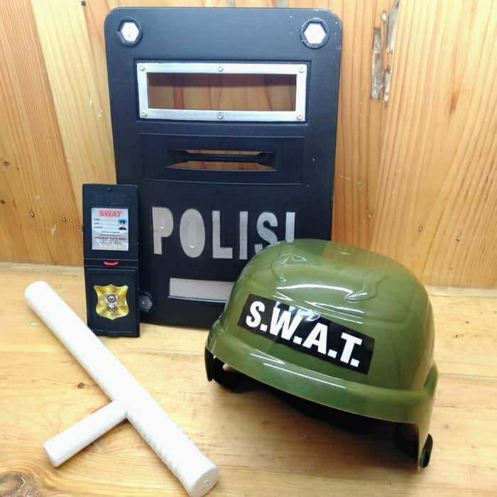 Mainan Set Helm Tameng Tongkat Polisi Anak Edukatif