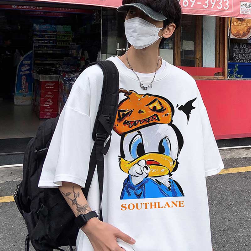 T-SHIRT NEW 2022 EDITING DUCK-DUCK KATUN 100% IMPORTIR KASUAL STYLE KOREAN FOREIGNER OVERSIZE NORMAL STYLE