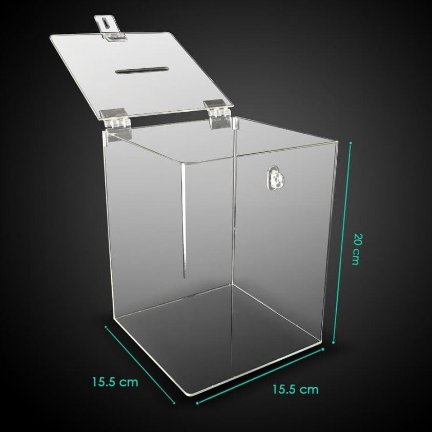 

R3stok lagi kotak amal akrilik box amal acrylic bening 15 x 20 x 15 cm |Y7D|009 ,.