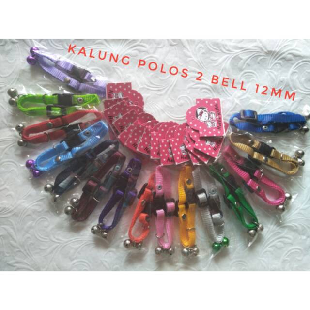 Kalung kucing murah polos 2 lonceng 12mm bahan nylon