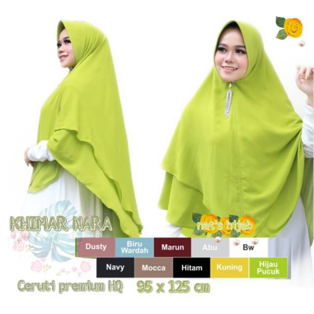 Khimar Nara jilbab instan jumbo kerudung syar'i Ceruti premium pet Antem