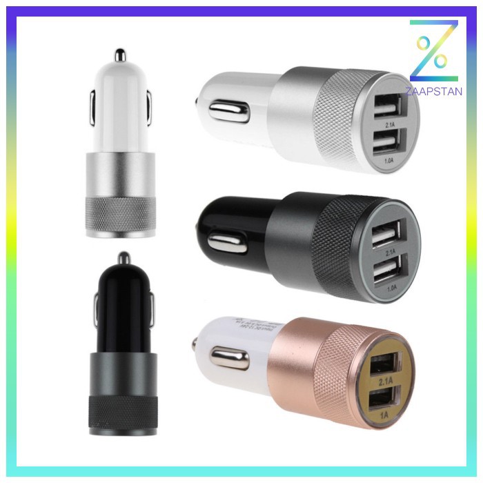 Fashion Dual USB Car Charger 2.1A - FM-001 - Black