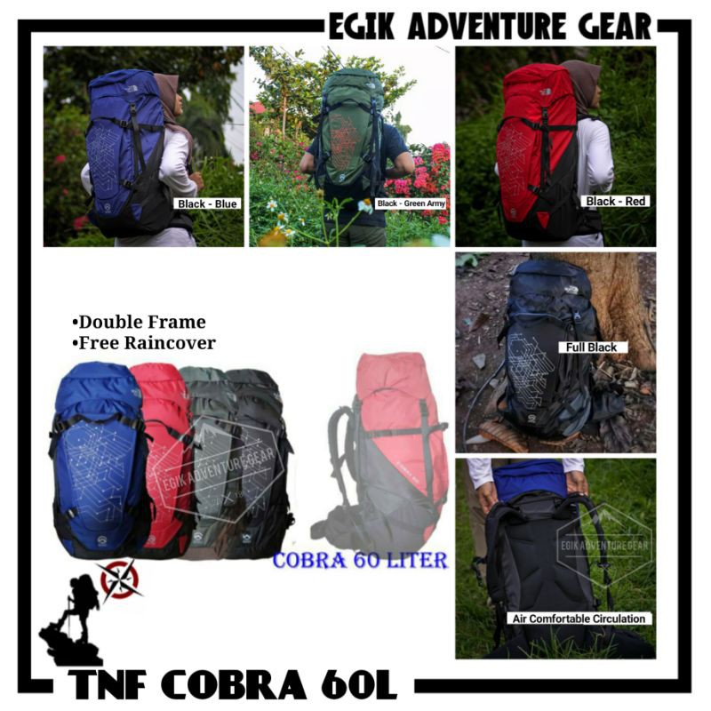 Carrier 60L Free Raincover | Carrier Cobra 60L | Tas Gunung 60L