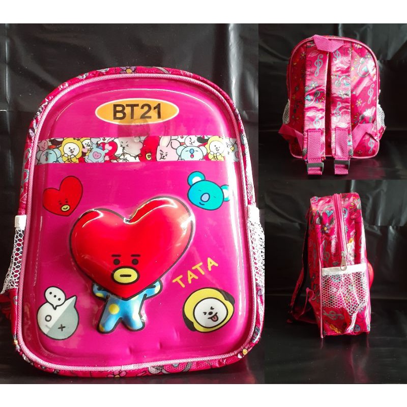 Tas Ransel Tk Paud Perempuan BT21 Little Pony Boba LOL Unicorn Stumble Guys Black Pink / Tas Ransel Tk Paud Cewe LED Karakter