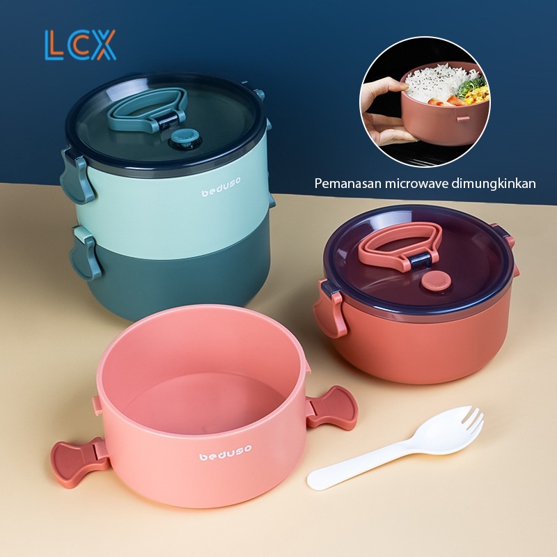 LCX 2 Tier Stackable Lunch Box Kotak Makan Bekal Sup Double-Layer Kapasitas Besar VS-80