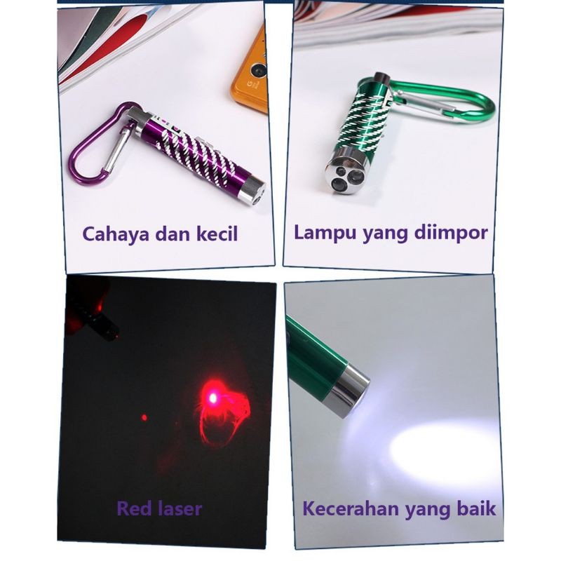 laser senter pointer 3 in 1 include baterai dan gantungan kunci