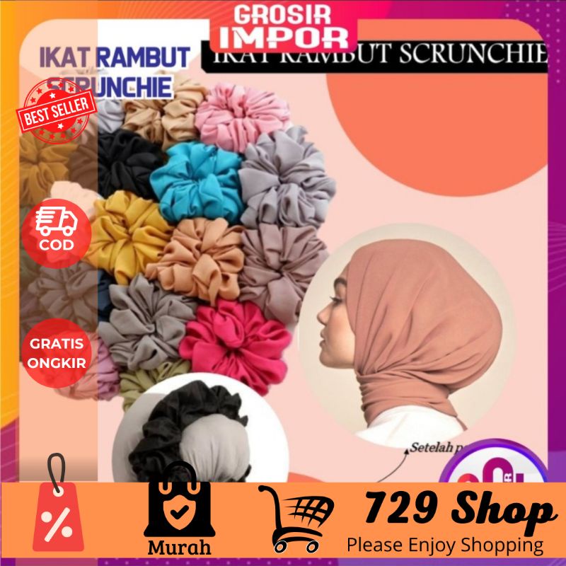 SCRUINCHIE SATIN &amp; SILK JEPANG GLOSY/ IKAT RAMBUT CEPOL HIJAB BEST SELLER