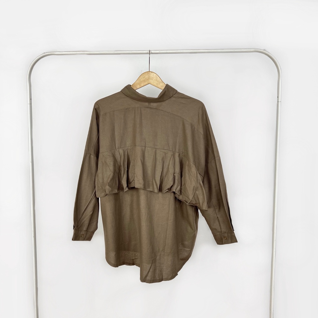 Kemeja Wanita Fienna Linen-Dark Brown