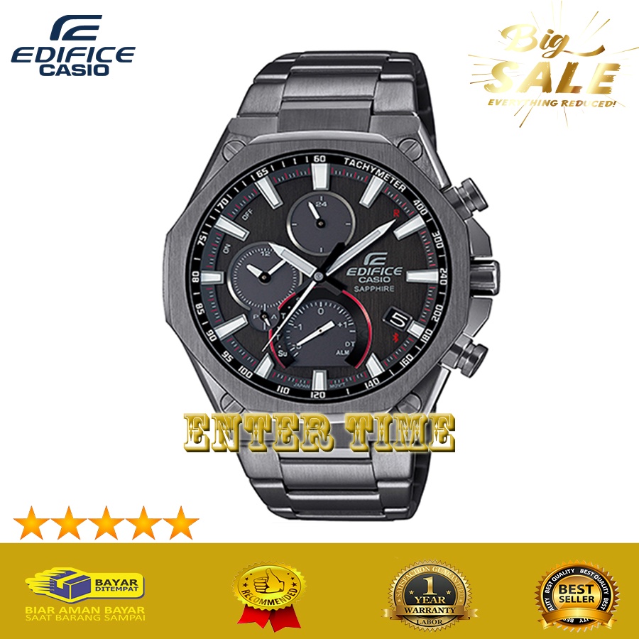 BIG PROMO  JAM TANGAN PRIA IMPORT CASIO EDIFICE TYPE EQB 1100DC-1A STAINLESS BLACK DIAL CHRONO JAM T