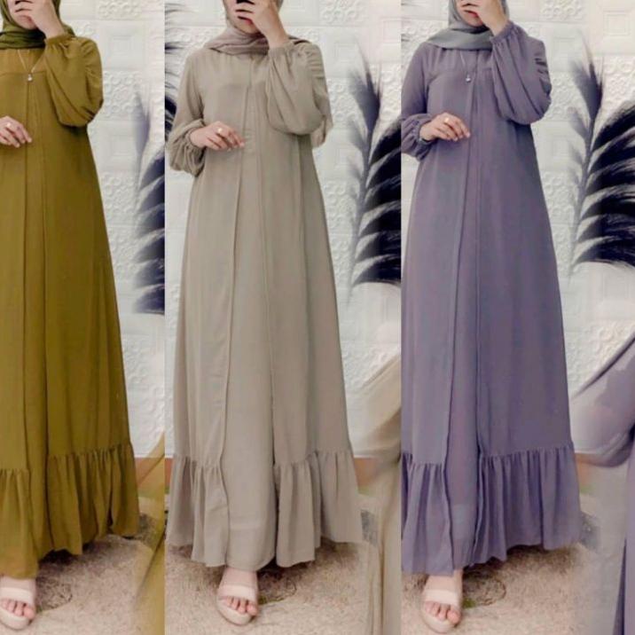 Gamis Polos Outer /Homey Dress Bahan Ceruty Babydoll Model Gamis Remaja Gamis 2022 ✔