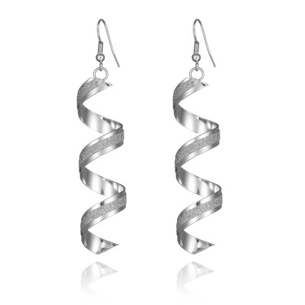 Hu Hu Hu Hu Hu Alat Bantu Pasang Kacamata♡ Anting Kait Gantung Panjang Desain Spiral Hias Berlian Imitasi Untuk Wanita