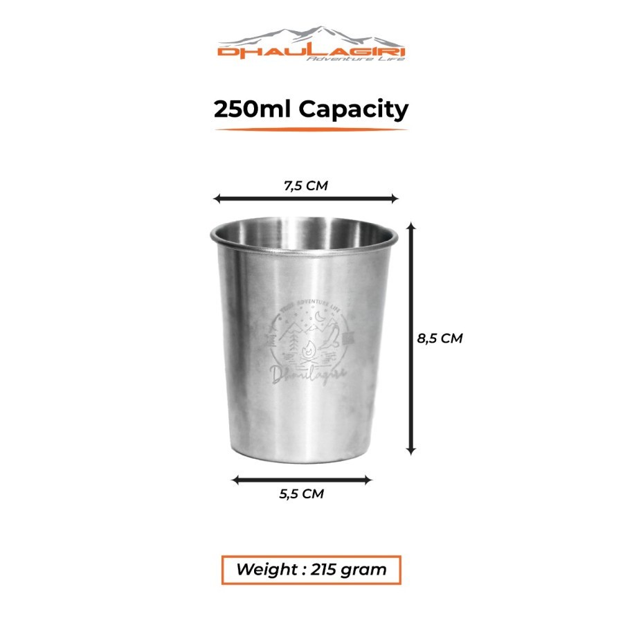 Gelas 4 Mug Set Dhaulagiri Stainless Steel Portable Camping Outdoor