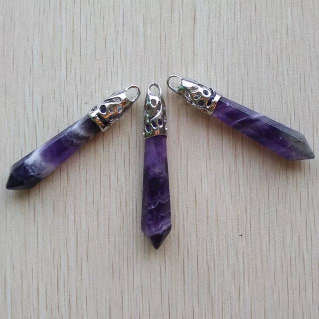 Liontin Batu Kecubung Amethyst Natural Asli Free Kalung Korea