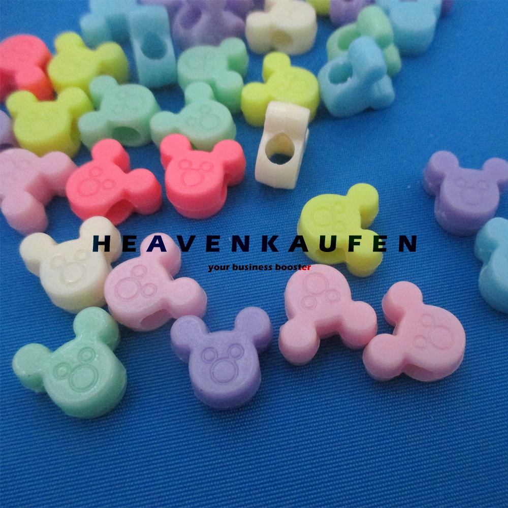 Manik Manik Beads Bear 14 mm Lubang 4 mm Mix Warna Per Pack isi 50 Pcs