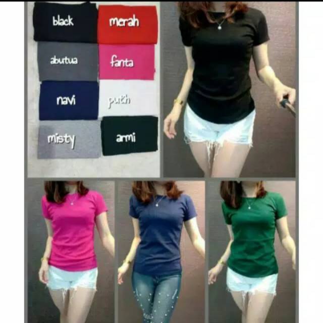 KAOS O-NECK PENDEK UKURAN XL/KAOS PENDEK SANTAI/KAOS WANITA BASIC POLOS