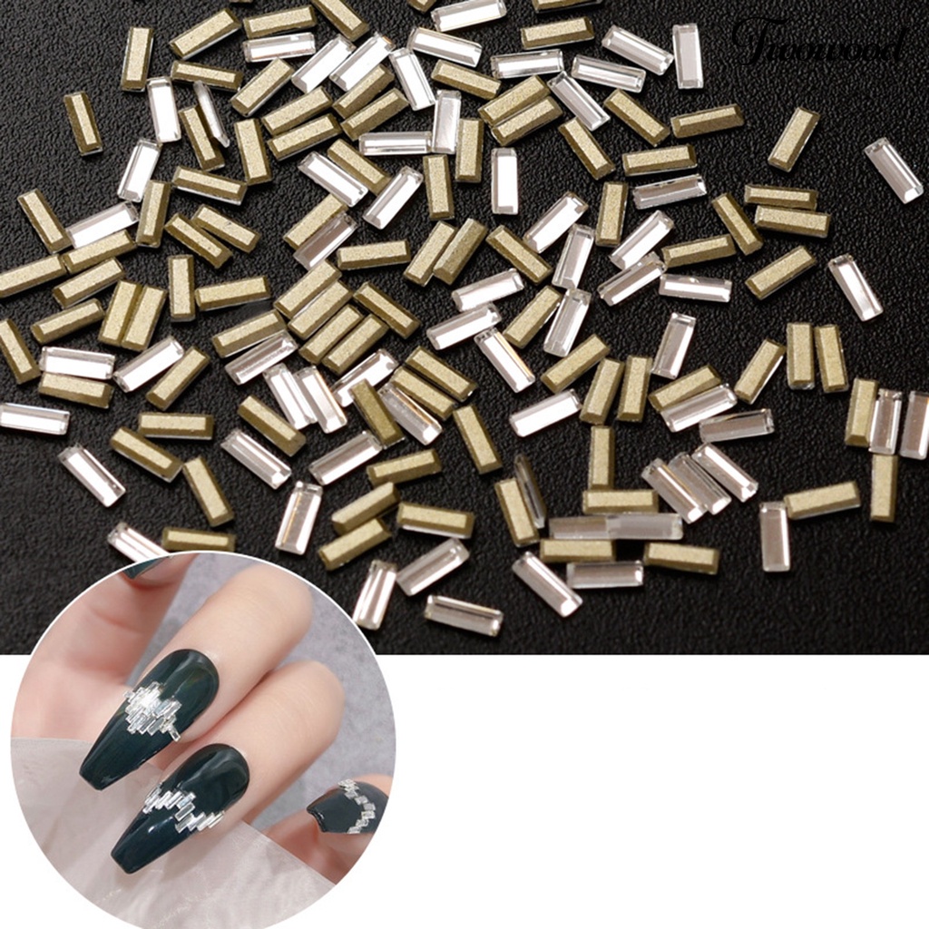 200 Pcs Ornamen Berlian Imitasi Bentuk Kotak Untuk Manicure Charms