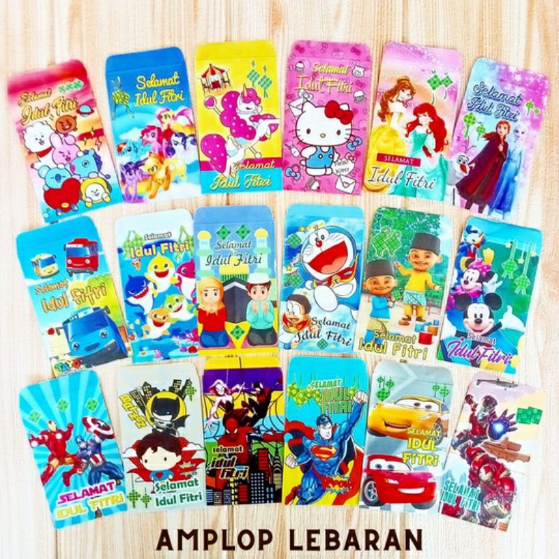 

Amplop Lebaran Idul Fitri Motif Kartun karakter lucu isi 10pcs