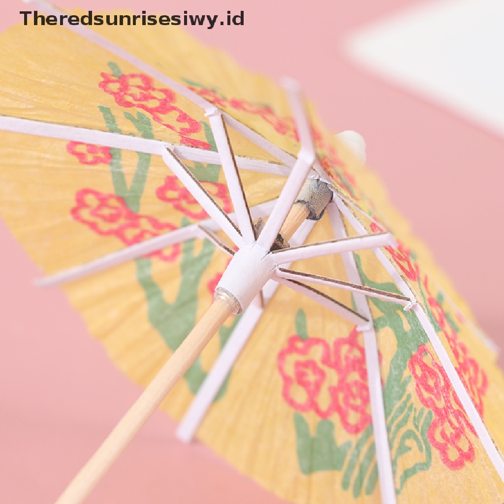 # Alat Rumahan # 50pcs/pack Stik Kue Buah Minuman Payung Mini Kertas Cocktail Parasols Umbrella~