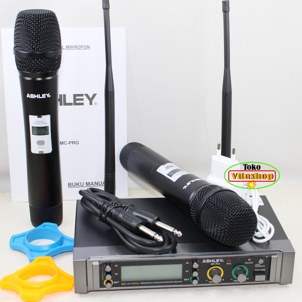 Mic Wireless Ashley MC PRO Microphone Karaoke Mikrofon Wairles 2 Handle ORIGINAL