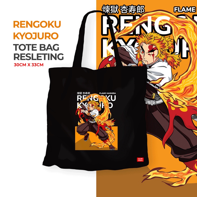 (SALE) RENGOKU KYOJURO Totebag Kanvas Demon Slayer / Totebag Anime / Totebag Resleting / Totebag Premium