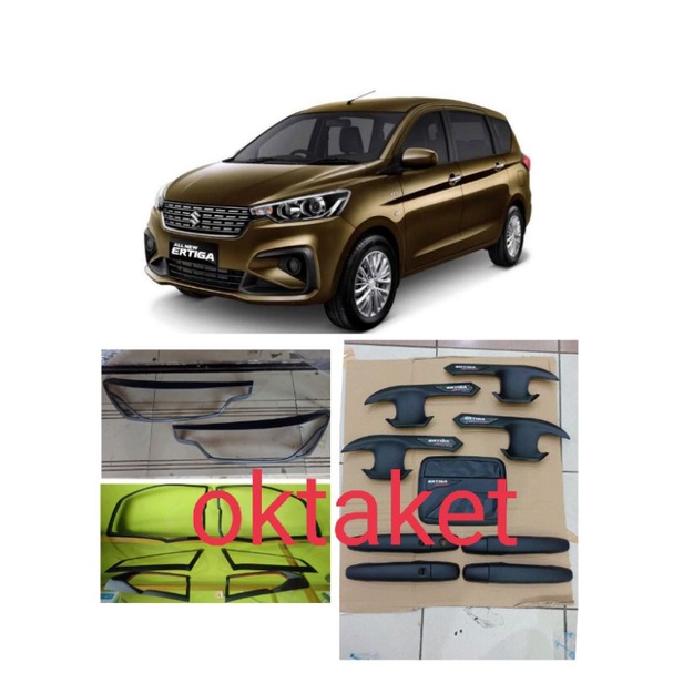 paket lengkap all new Ertiga 2018 -2021 garnish depan belakang outer handle tank cover hitam chrome