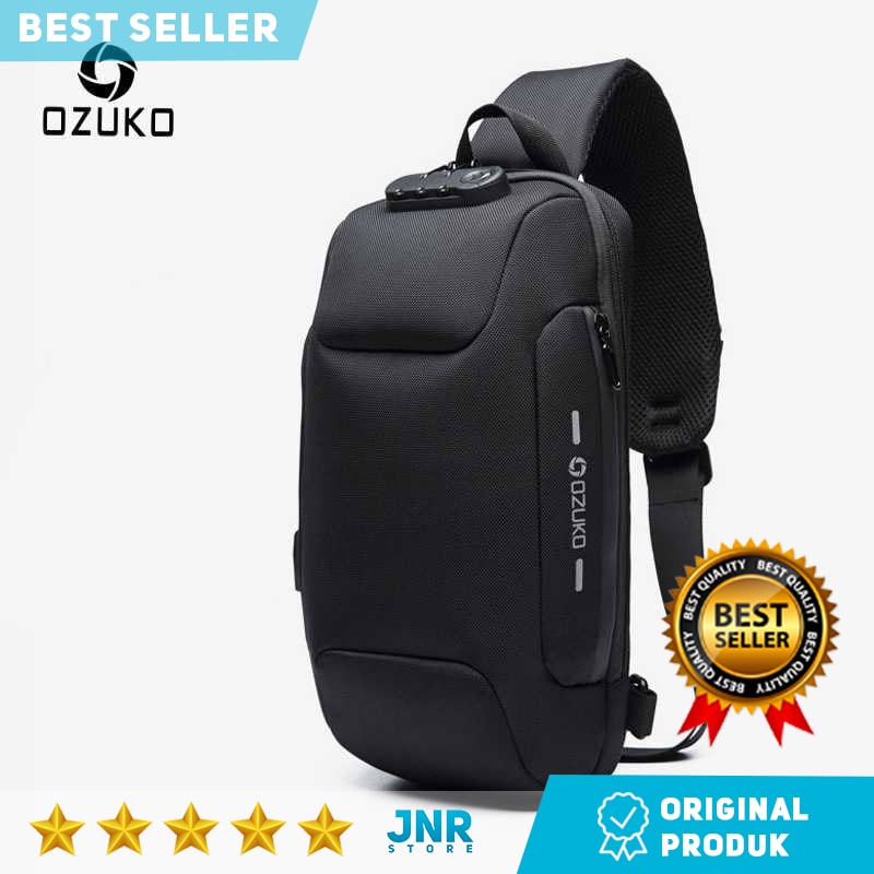 BEST SELLER OZUKO Tas Selempang Bag Coded Lock with USB Charger Port - 9223 tas selempang pria tas s