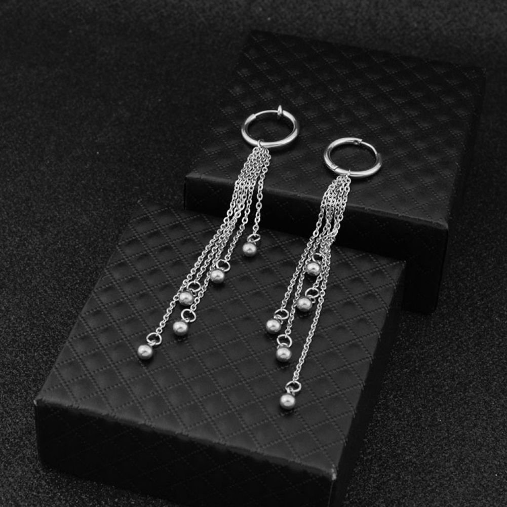 Hu Hu Hu Hu Hu Alat Bantu Pasang Kacamata♡ 1pc Anting Tusuk Gantung Bahan Stainless Steel Aksen Rumbai Manikmanik Untuk Priawanita