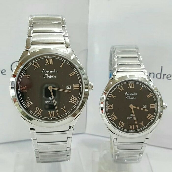 ALEXANDRE CHRISTIE WATCH AC 8538 COUPLE HARGA SATUAN SAPPHIRE SILVER BLACK