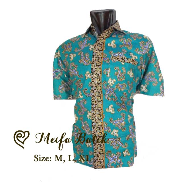 MEIFA BATIK Kemeja Motif Cumi Hijau | Atasan Batik | Kemeja Pria Modern