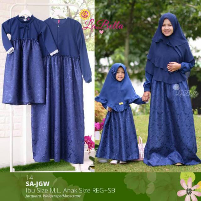 Sarimbit gamis ibu dan anak/baju gamis labella/long dress gamis/couple gamis ibu dan anak
