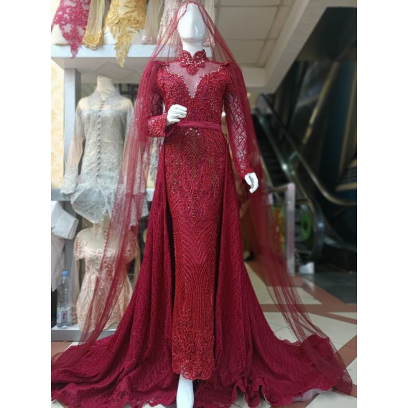 Kebaya pengantin berekor kebaya full payet