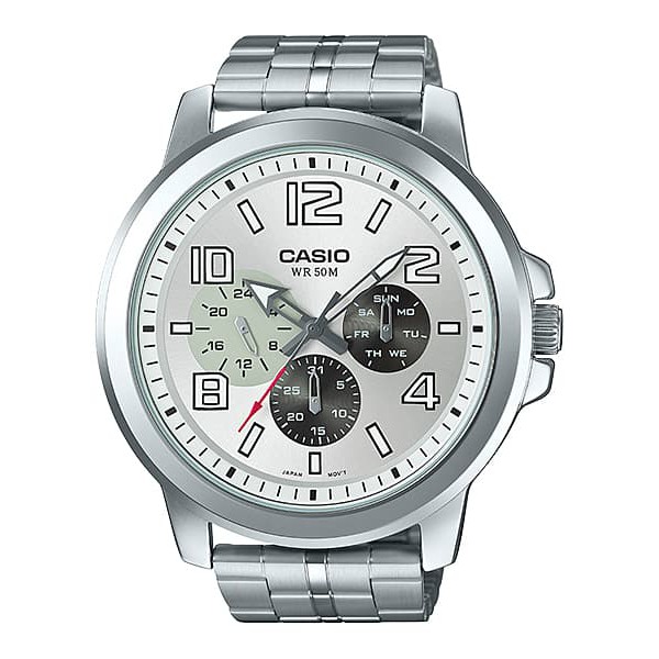 Casio Analog Jam Tangan Pria Rantai Silver MTP-X300D-7A Original