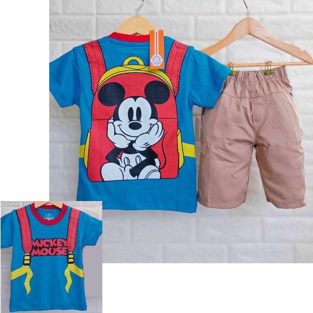 BAJU ANAK LAKI RANSEL KPD CELANA PENDEK KATUN 1 TAHUN - 7 TAHUN MIKI SETELAN ANAK LAKI-4