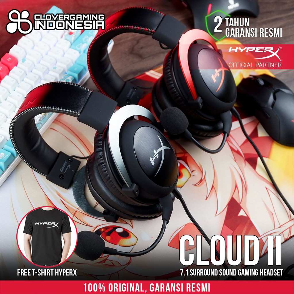 HyperX Cloud II 2 Gaming Headset Black Red Grey Gray