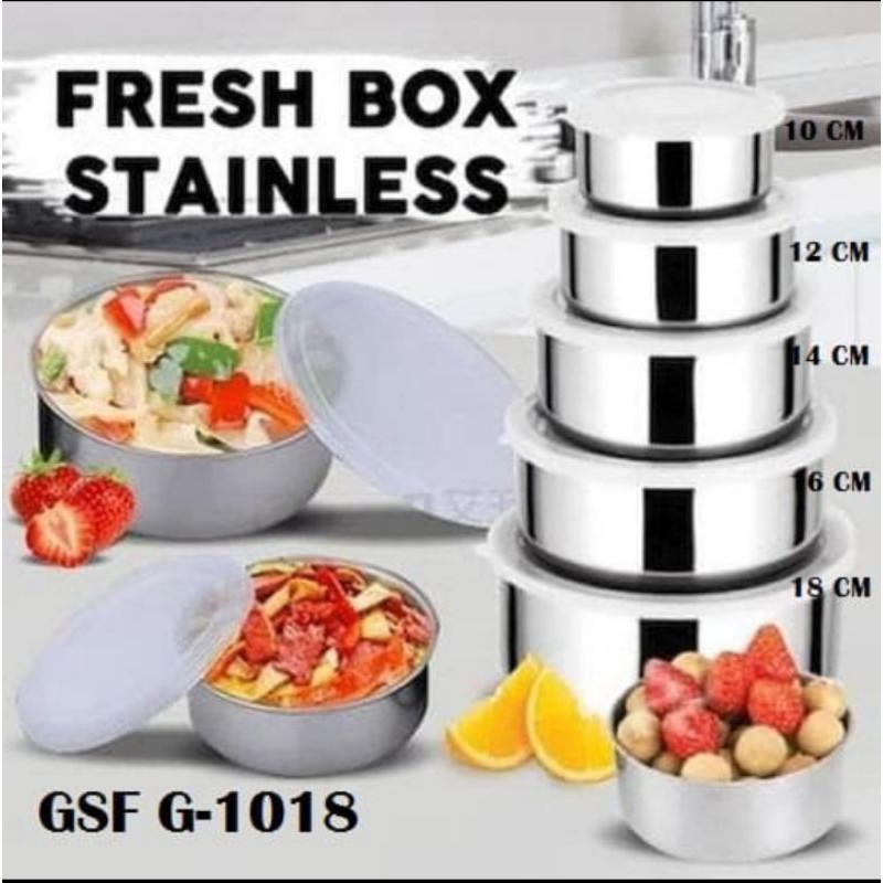 Freshb box set 5pcs / rantang stainless steel / mixing bowl 1018