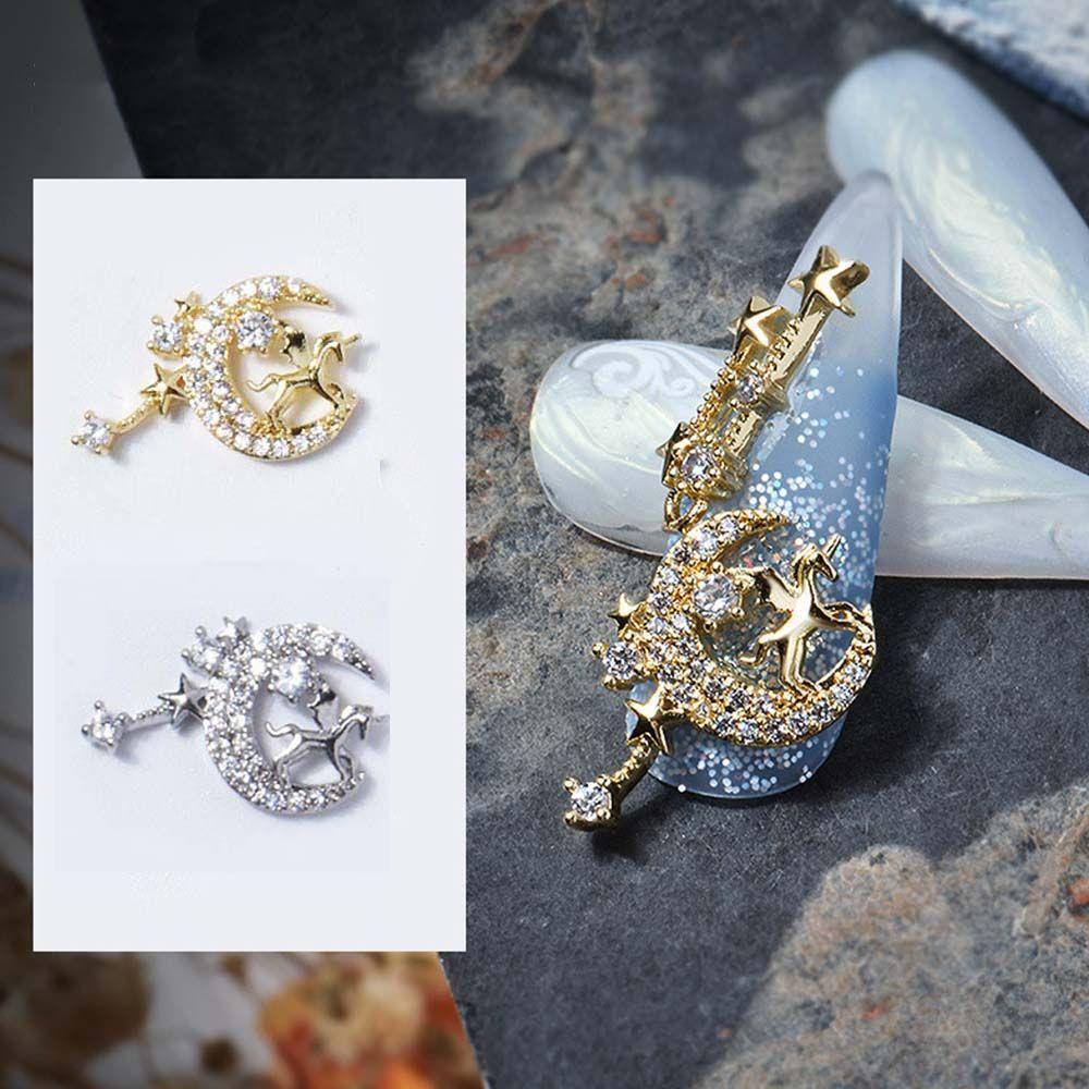 AUGUSTINA Augustina Perhiasan Kuku Kristal Mewah DIY Manicure Charm Nail Art Ornamen Zirkon Nail Art Dekorasi