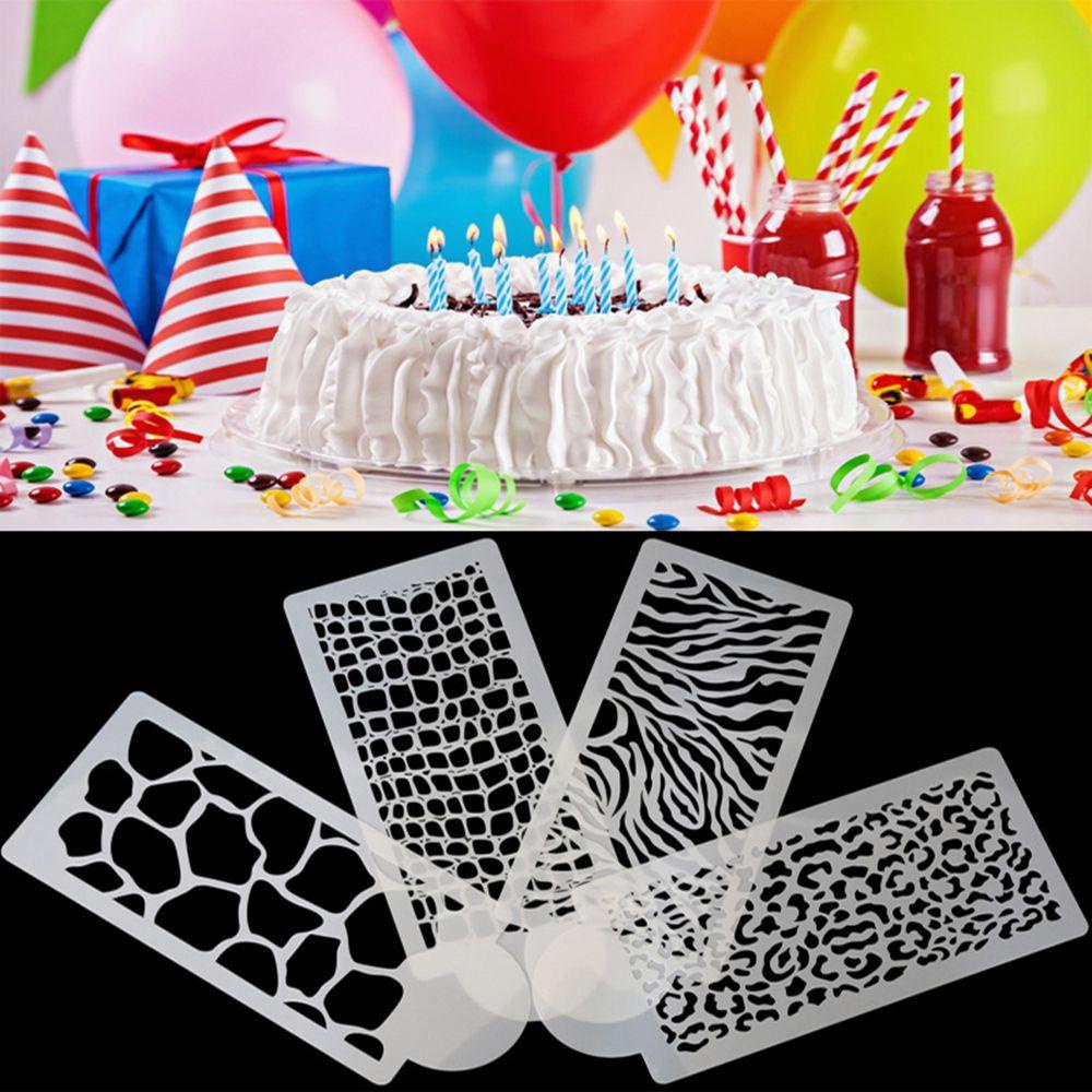 Solighter 4Pcs/set Cetakan Kue Dapur Fondant Dekorasi Baking Aksesoris Leopard Bijian