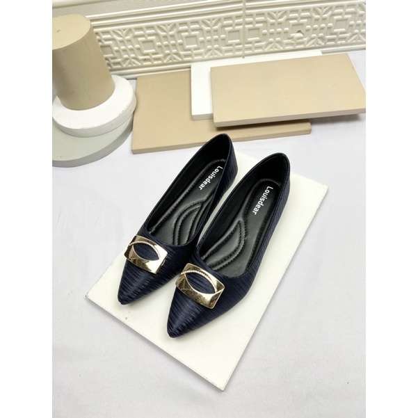 sepatu flat shoes wanita terbaru kekinian pesta LOUISDEAT sepatu flat shoes bahan satin B128