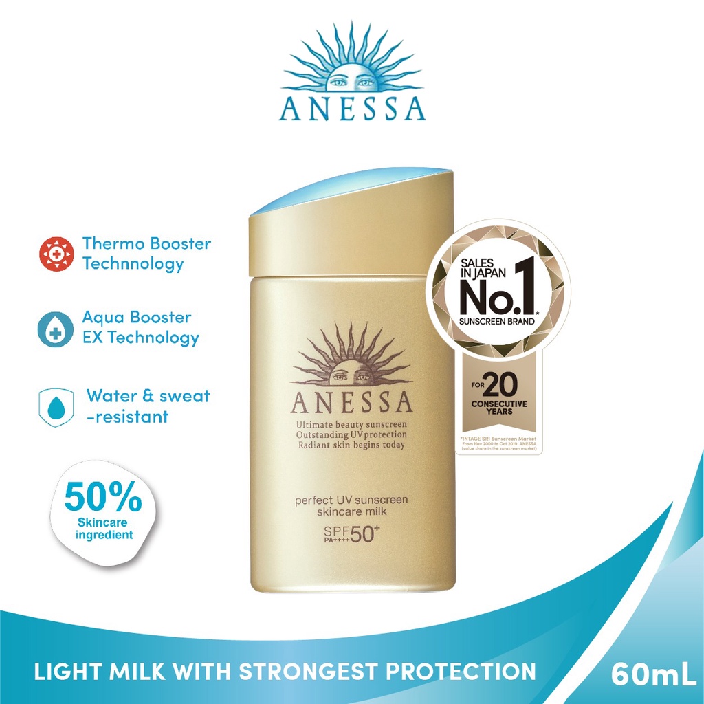 SUNSCREEN ANESSA 60ml PERFECT UV SUNSCREEN ORI  SPF50 Skincare Milk 60ml PA++++ impor Exp2025