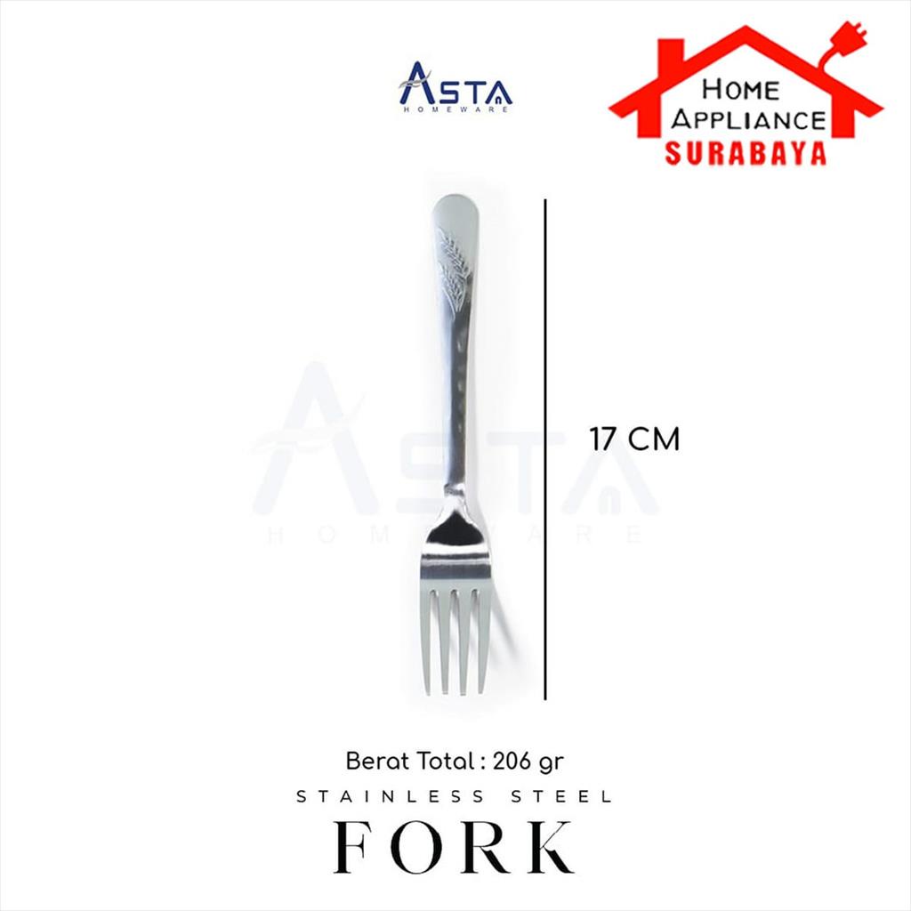 ASTA Royalton Sendok / Garpu Alat Makan Stainless Steel Motif Isi 12 PCS - Kualitas Bagus