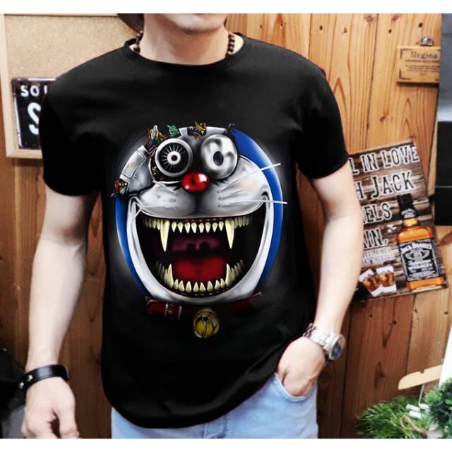 Kaos Cowok Keren Doraemon Cool Lucu Distro Terbaru