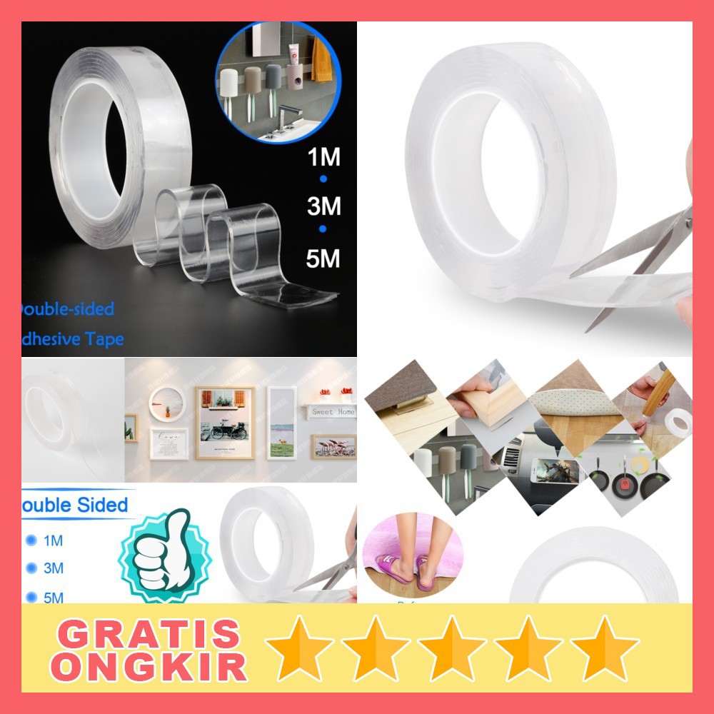 

SzGlue Double Tape Perekat Transparent No Trace Washable Sticker 500 x 3 x 0.1 cm - J007 - Transpare