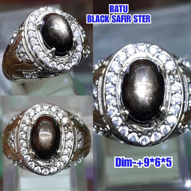 NATURAL BATU PERMATA BLACK SAFIR STER A22