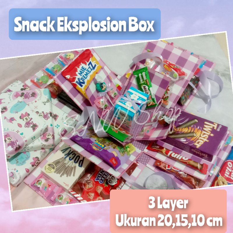 Exp Lama (COD) Hadiah Snack Explosion Box Tiga Layer Snack Gift Variasi Kotak Tarik Uang Berkualitas