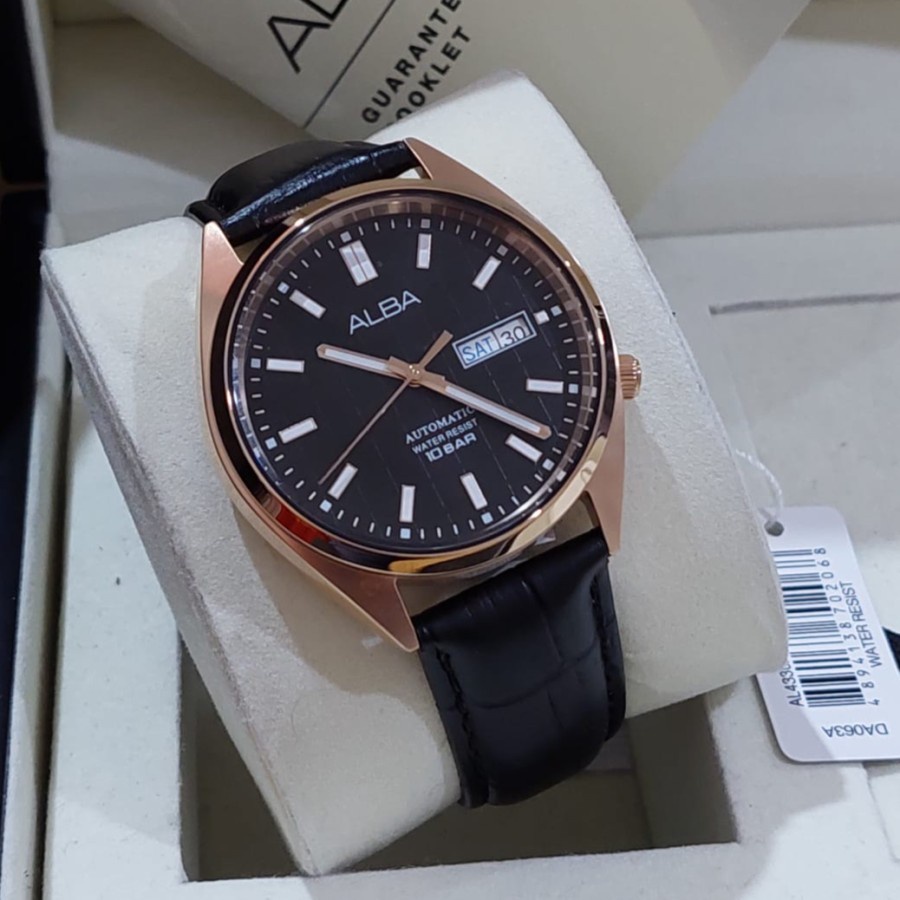 Jam Tangan Pria Automatic ALBA AL4330 AL4330X1 Rosegold Black Original