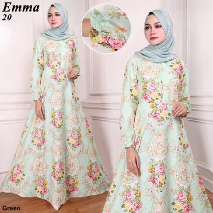 Maxi Emma 20 Bunga Baju  Muslim Wanita Gamis  Model Kekinian 